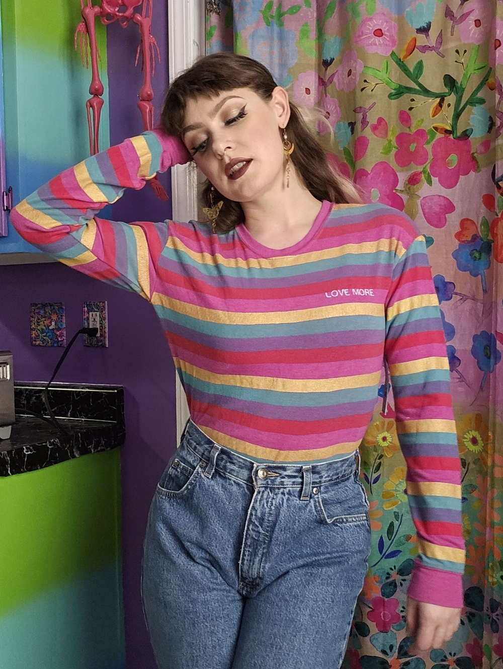 Spiritual Gangster Rainbow Stripe Love More Savasana Pullover - Picture 8 of 10